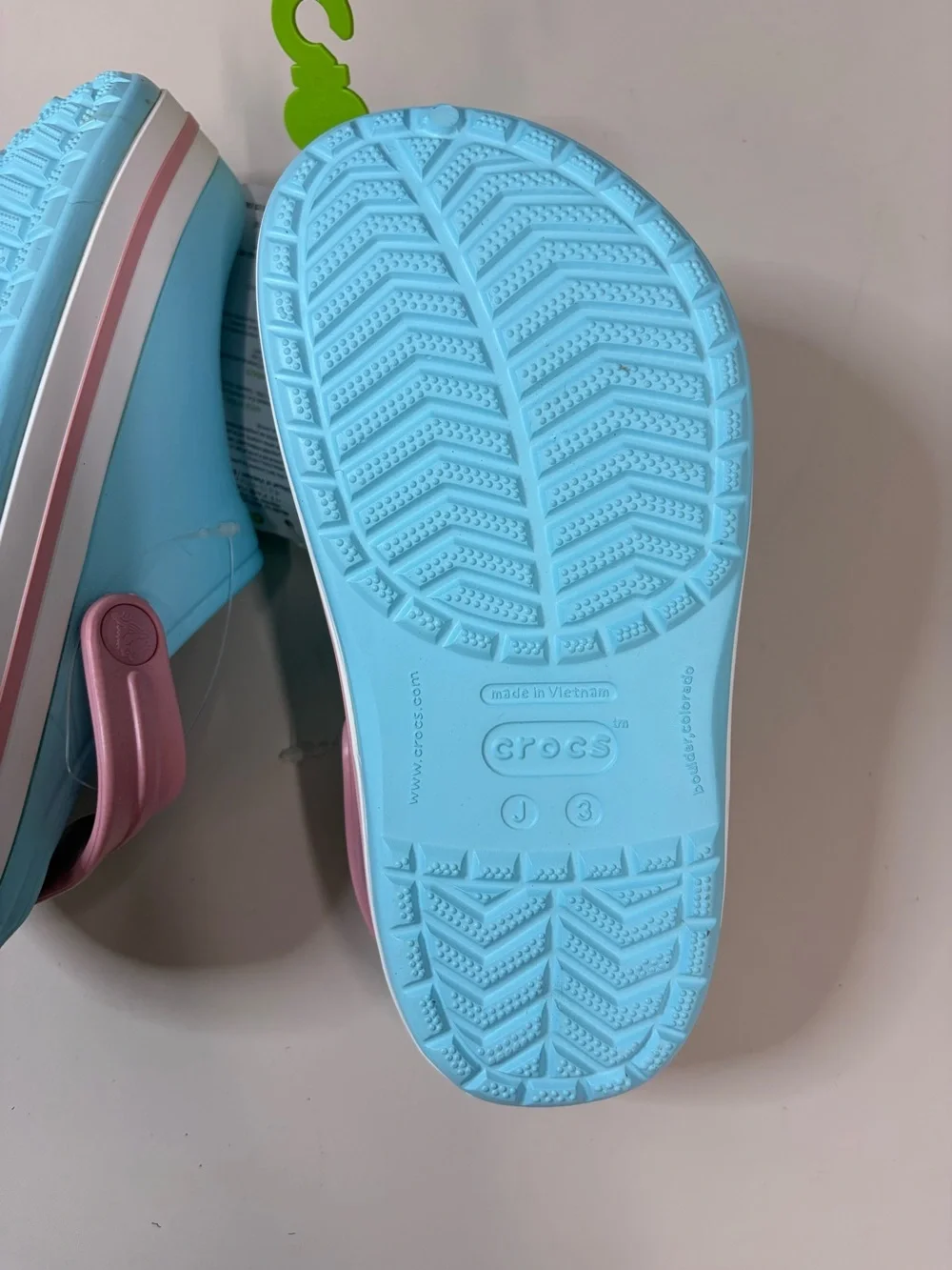 CROCS Kids Light Blue Clog Sandals with Pink Heel Straps